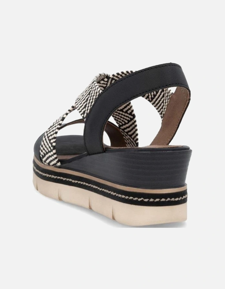 Ladies sandal D2L54-03 in Black combi
