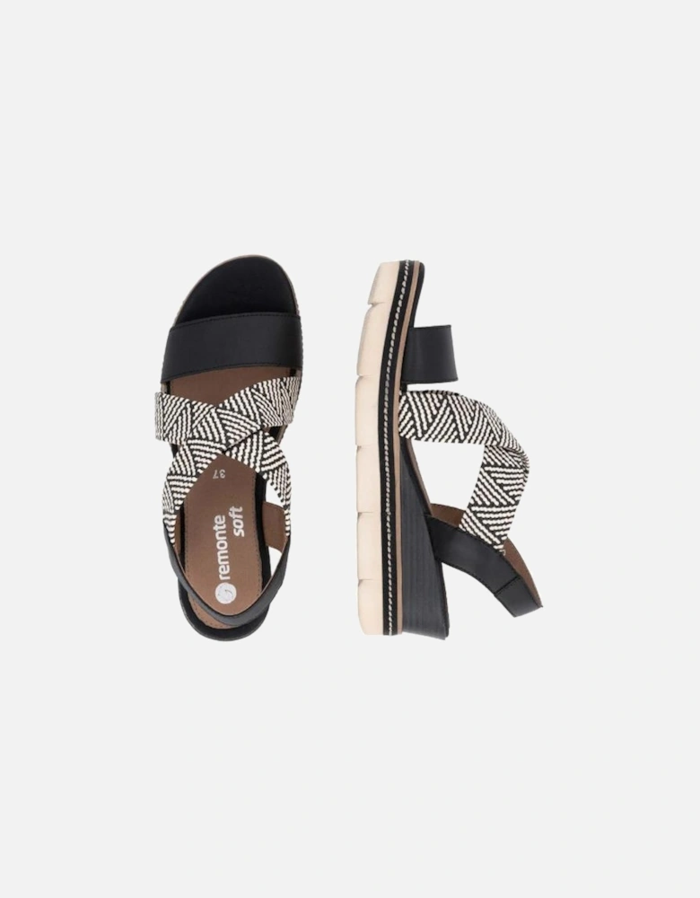 Ladies sandal D2L54-03 in Black combi