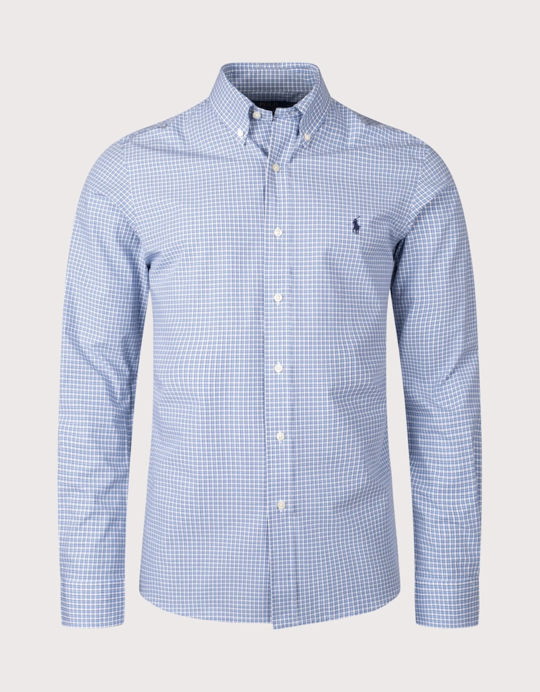 Custom Fit Checked Stretch Poplin Shirt