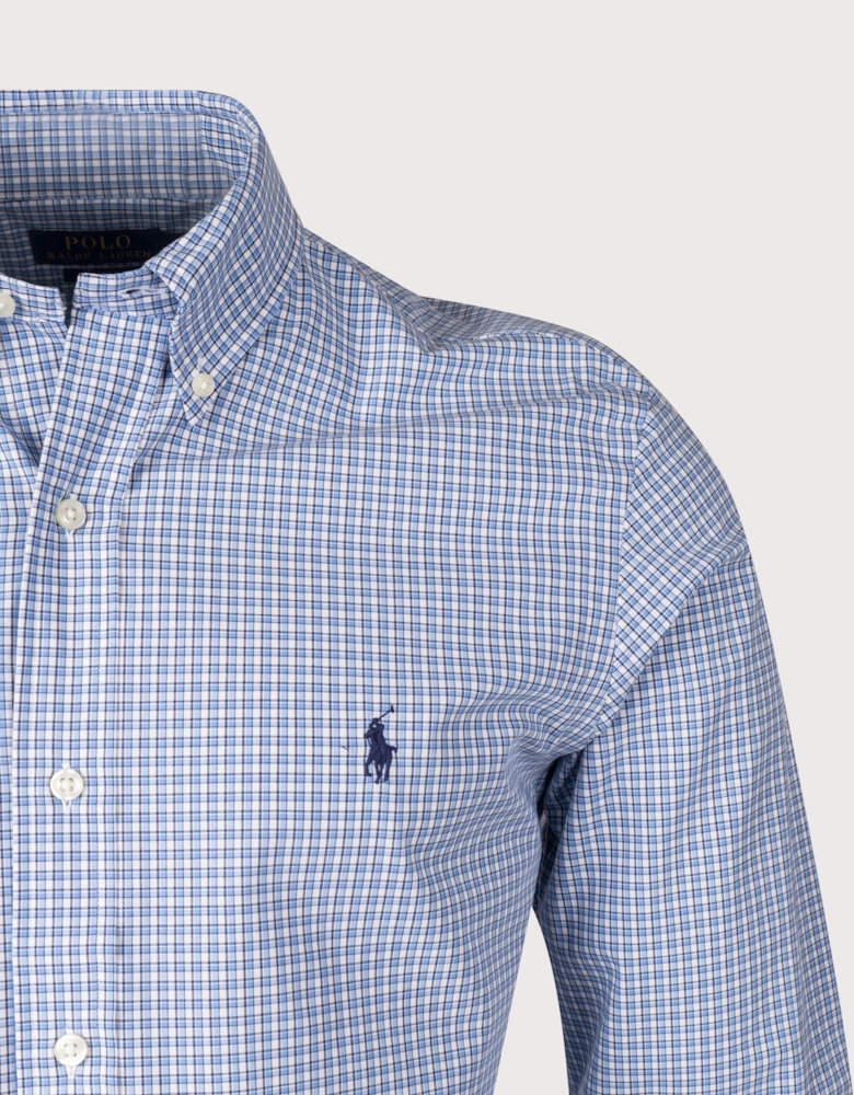 Custom Fit Checked Stretch Poplin Shirt