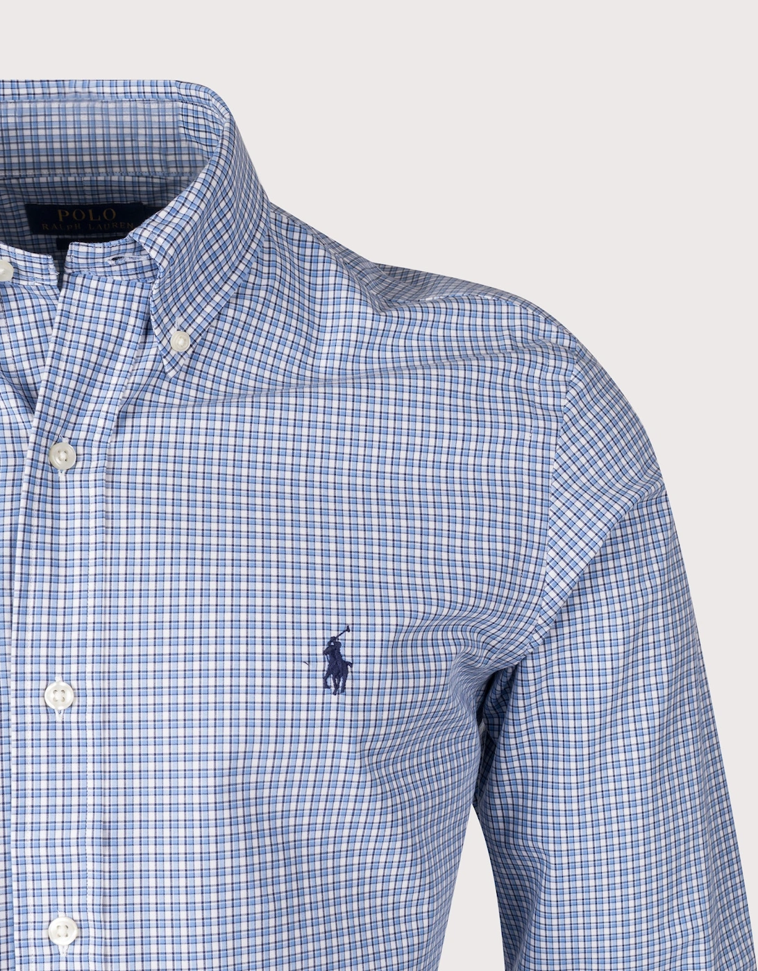 Custom Fit Checked Stretch Poplin Shirt