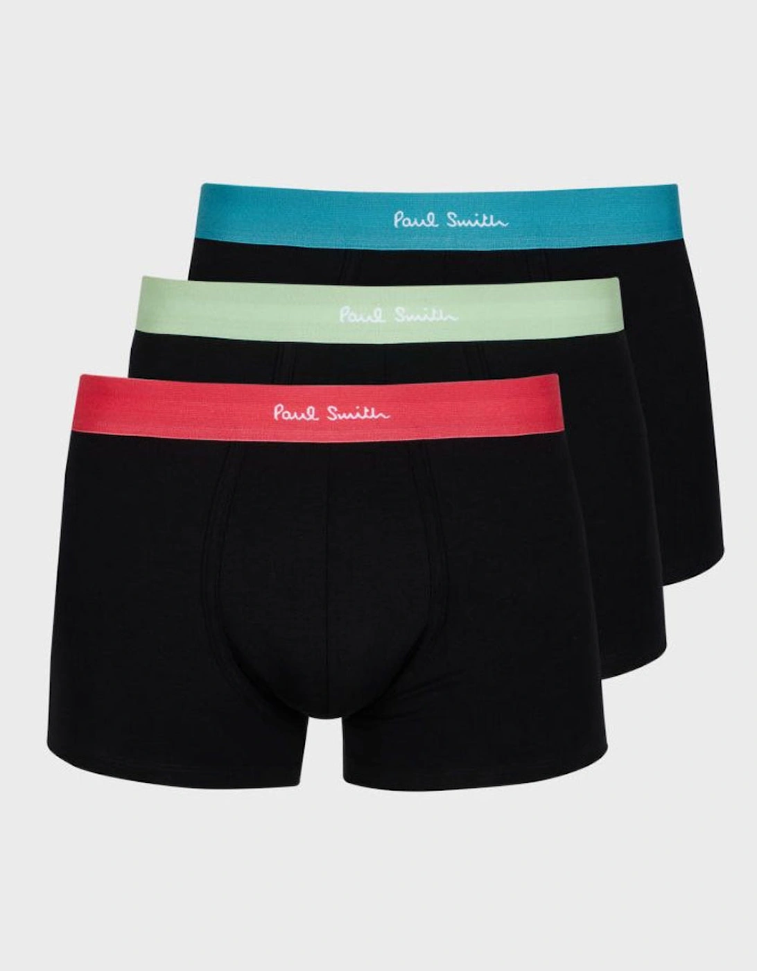 3-Pack Bright Band Boxer Trunks, Black, 2 of 1