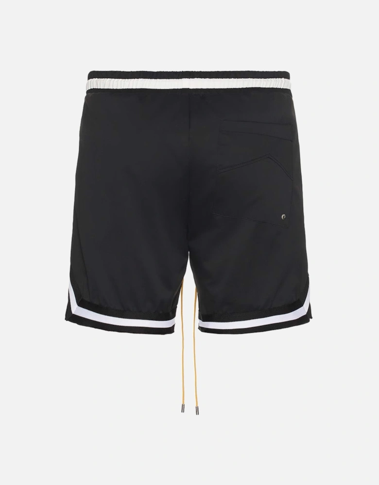 Exclusive Blue Outline Logo Swim Shorts in Black