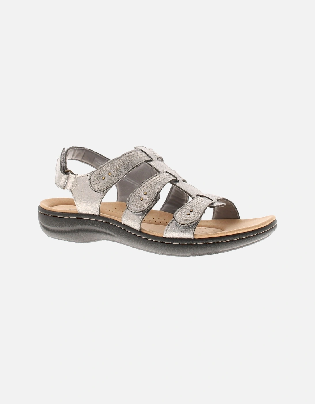 Womens Flat Sandals Laurieann Leather Adjustable silver UK Size, 6 of 5
