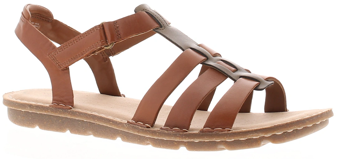 Womens Flat Sandals Blake Jewel Leather Touch Fastening tan UK Size, 6 of 5