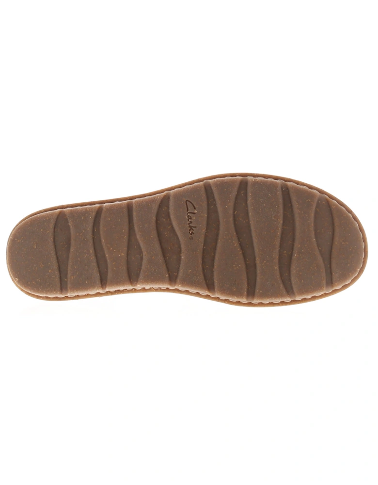 Womens Flat Sandals Blake Jewel Leather Touch Fastening tan UK Size