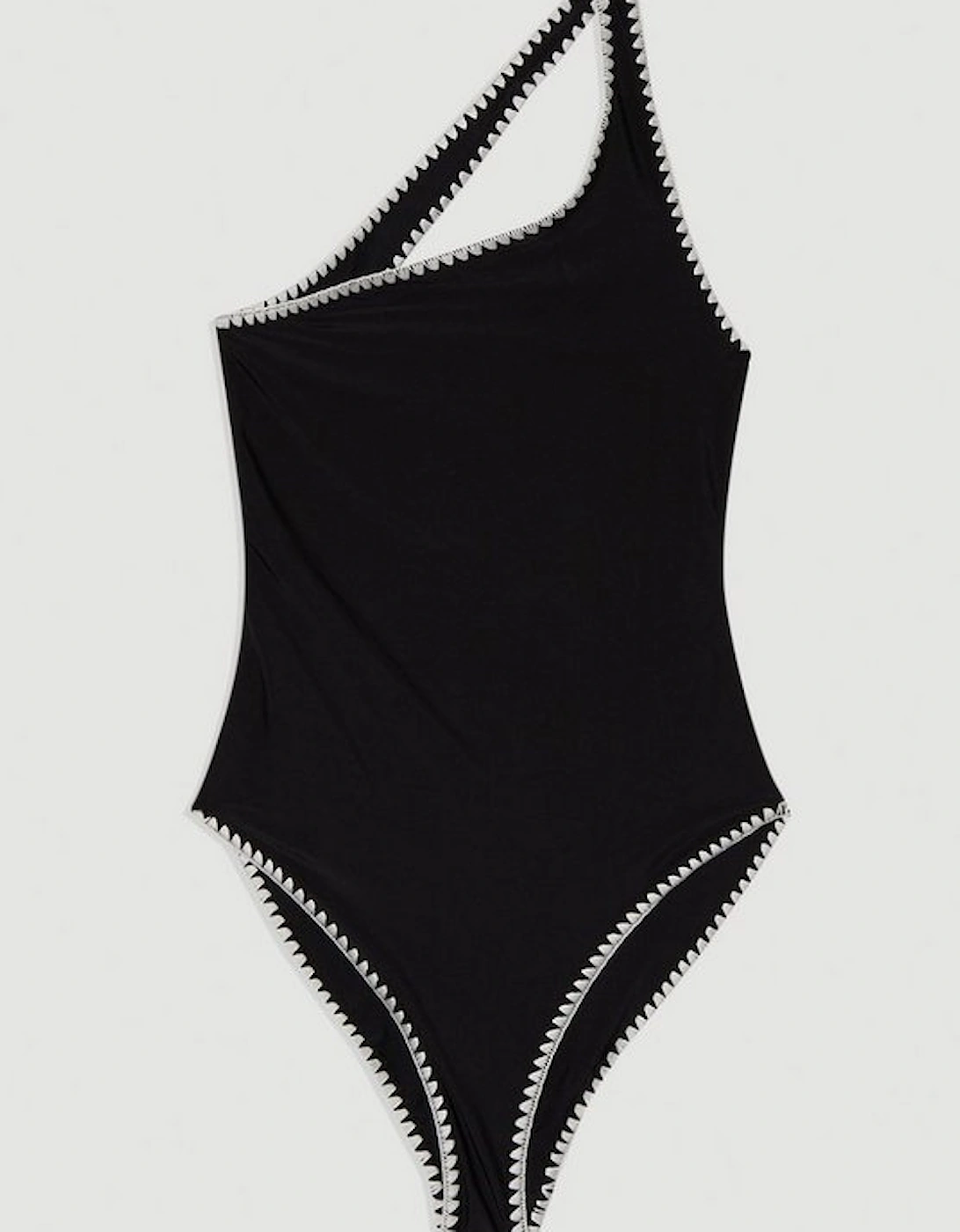 Stitch Detail One Shoulder Cut Out Swimsuit