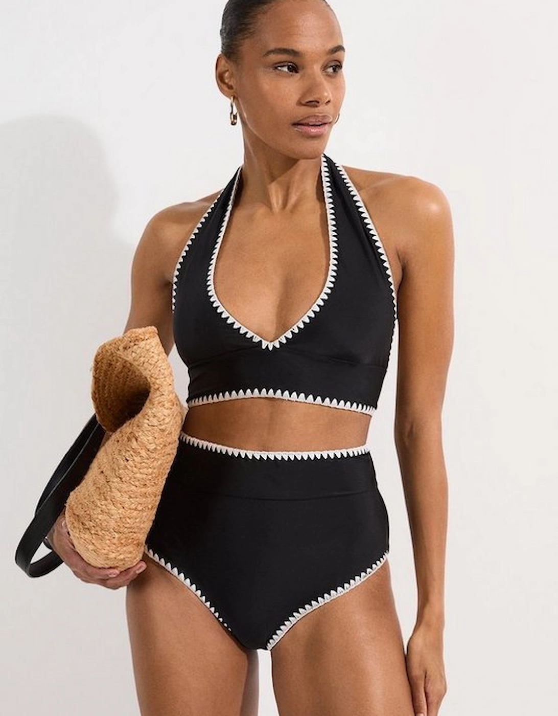 Stitch Detail High Waisted Bikini Bottoms, 5 of 4