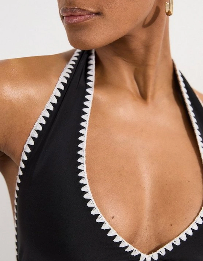 Stitch Detail Plunge Bikini Top