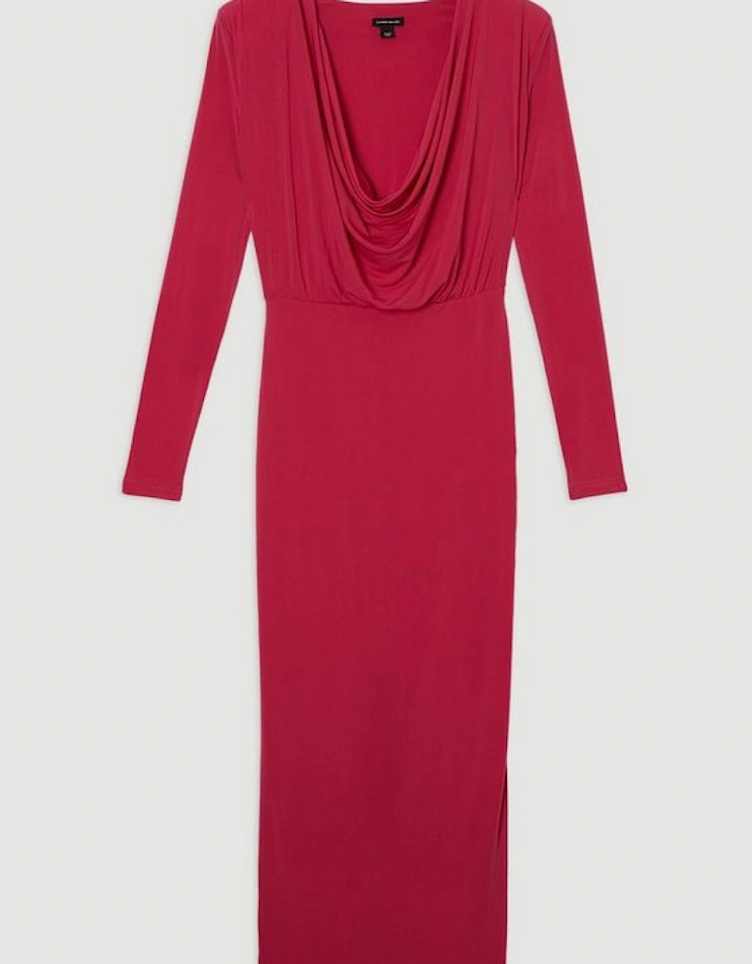 Jersey Crepe Midi Cowl Neck Dress