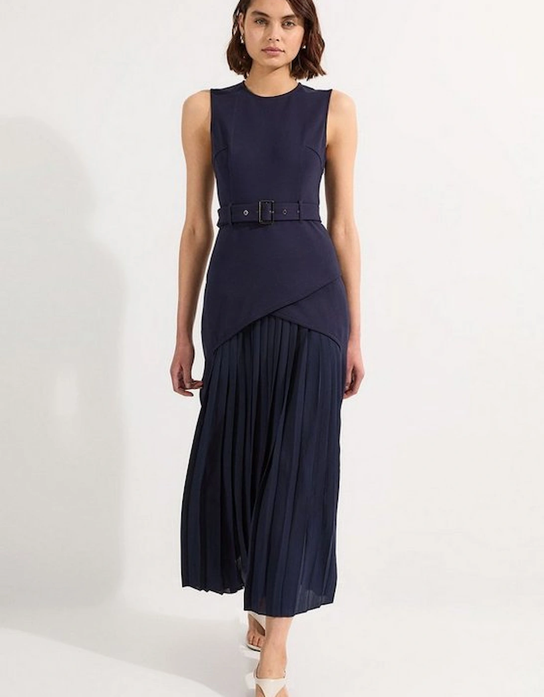Petite Ponte And Georgette Jersey Pleated Maxi Dress, 4 of 3