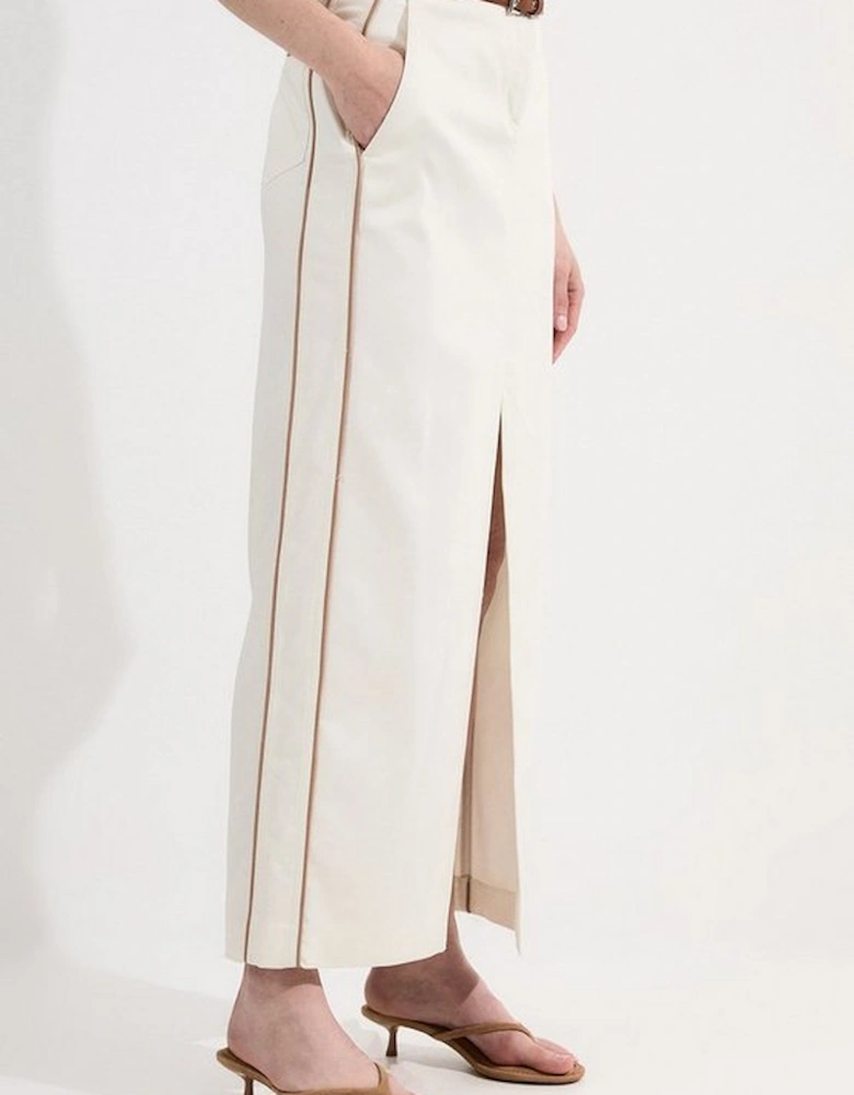 Archive Collection - Tailored Denim Belted Pocket Detail Maxi Skirt