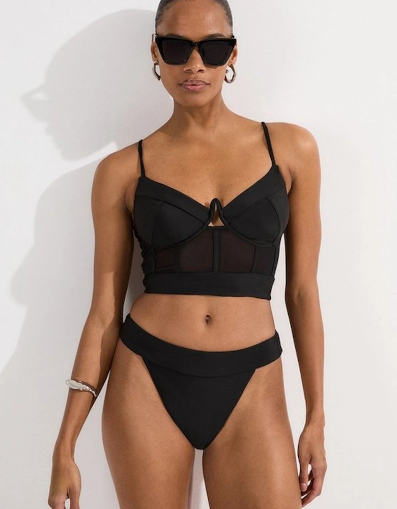 Panelled Mesh Cup Bikini Bottom