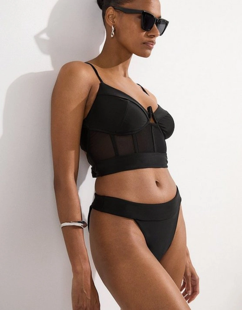Panelled Mesh Cup Bikini Bottom