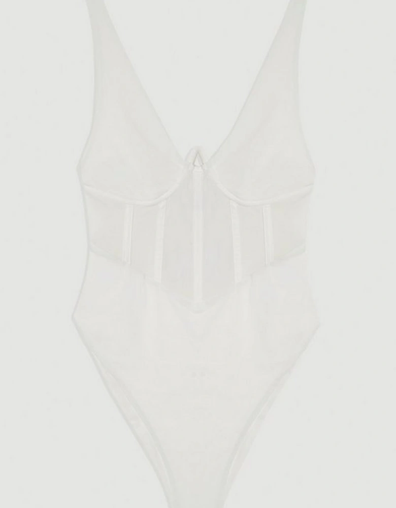 Panelled Mesh Cup Detail Swimsuit