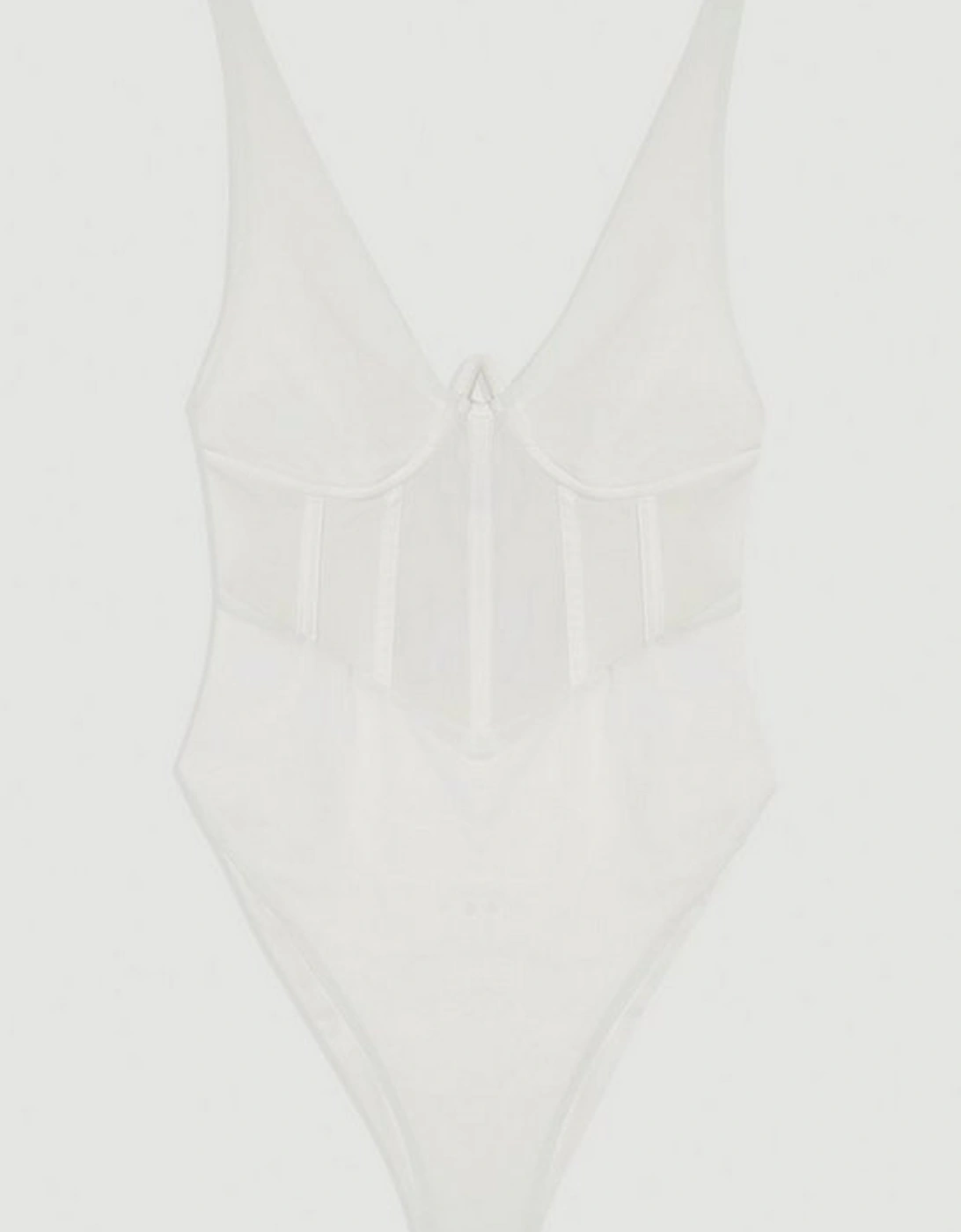 Panelled Mesh Cup Detail Swimsuit