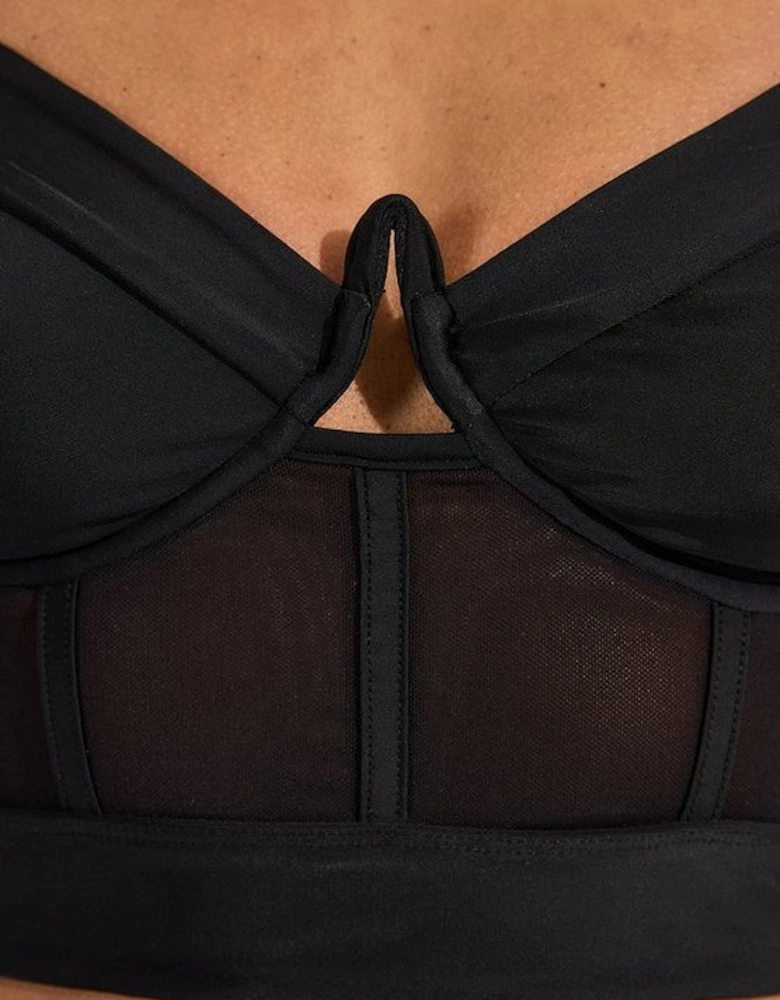 Panelled Mesh Cup Detail Bikini Top