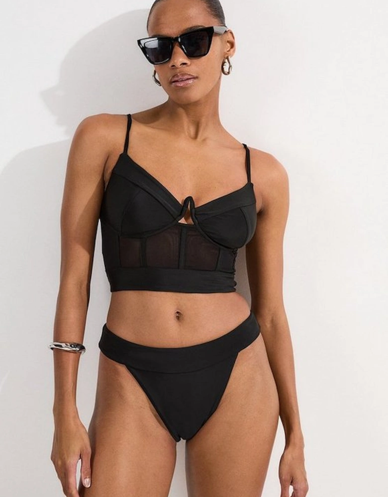 Panelled Mesh Cup Detail Bikini Top