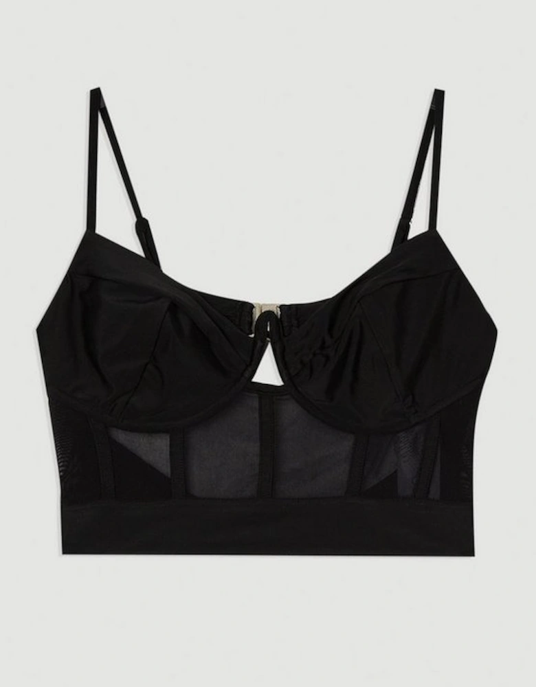 Panelled Mesh Cup Detail Bikini Top
