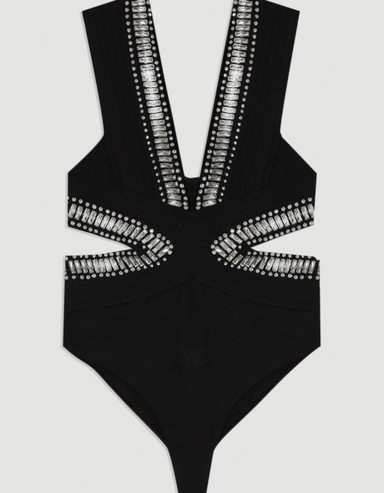 Embellished Trim Cut Out Swimsuit