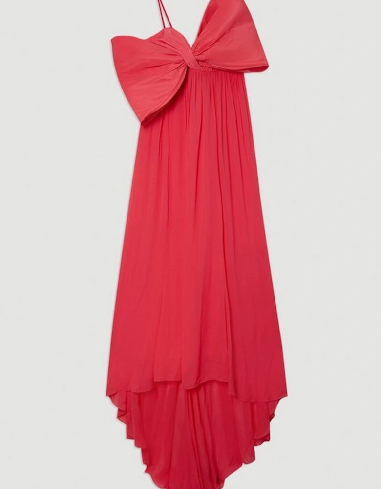 Taffeta Bow Detail Woven Maxi Dress