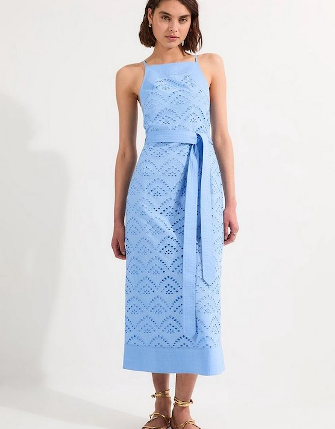Cotton Broderie Woven Belted Maxi Dress, 5 of 4