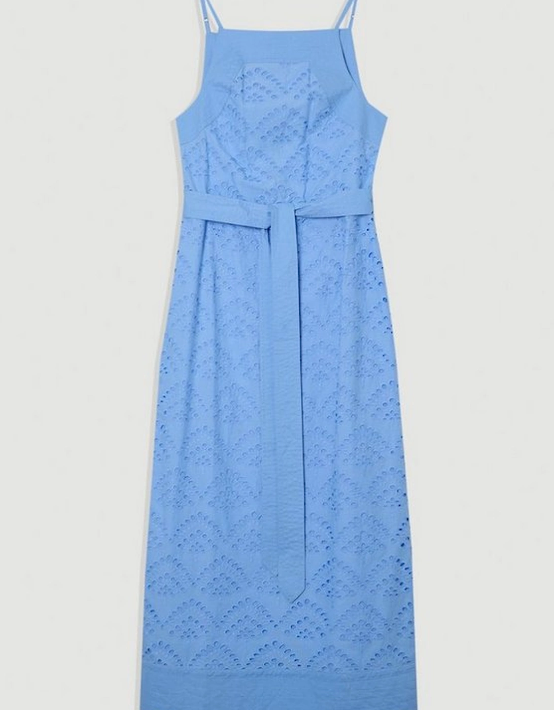 Cotton Broderie Woven Belted Maxi Dress