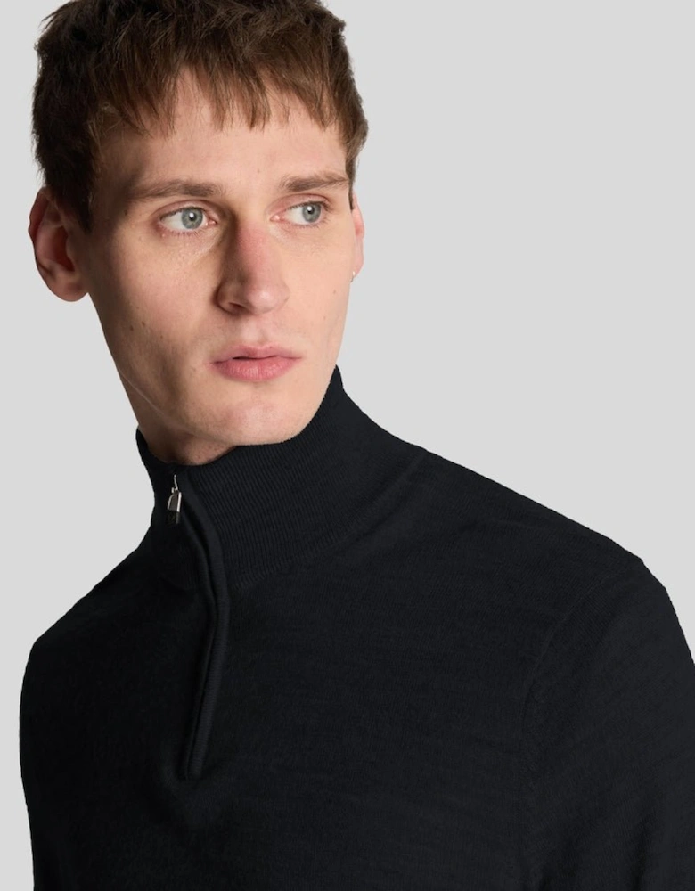 Embroidered 1/4 Zip Merino Knit Jumper