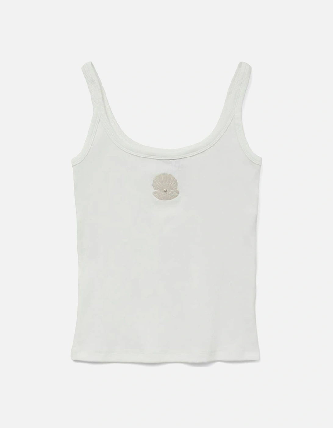 Diana Singlet Box Top Snow White Shell with Pearl