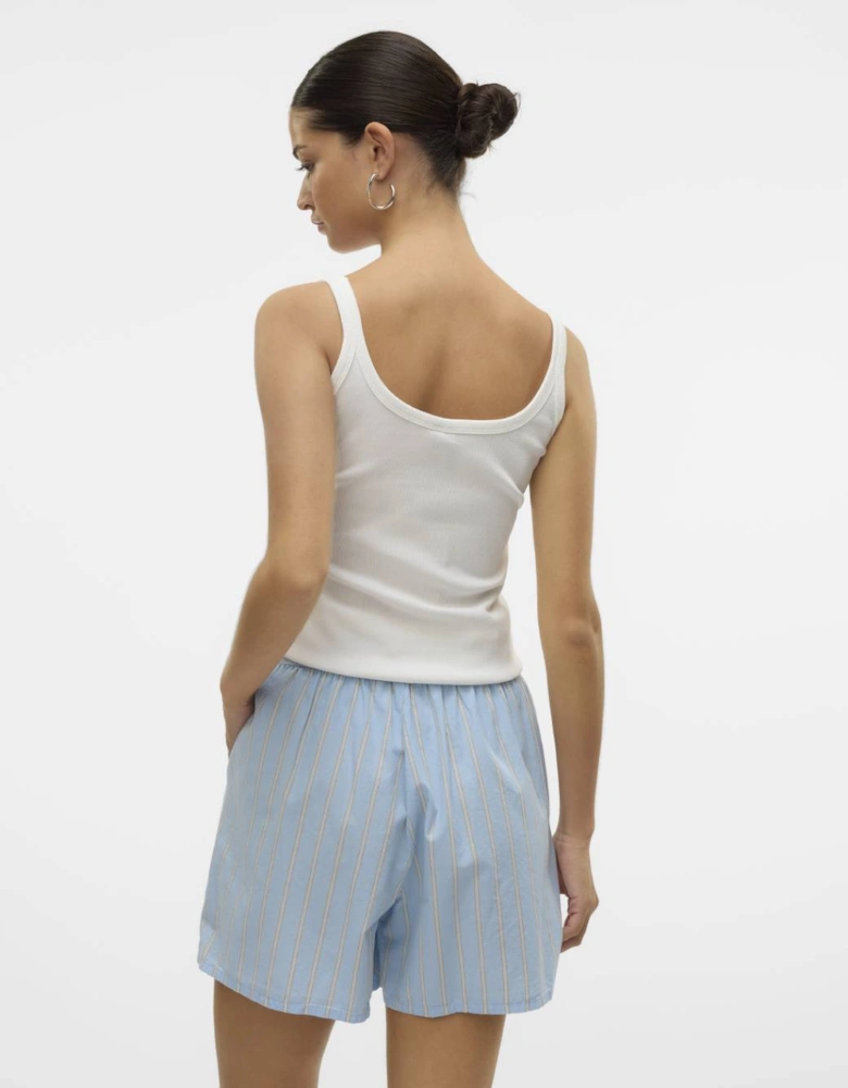 Diana Singlet Box Top Snow White Shell with Pearl