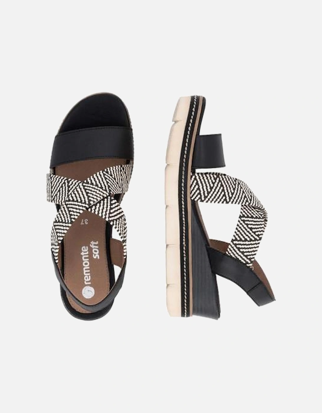 Remonte Ladies sandal D2L54-03 in Black combi