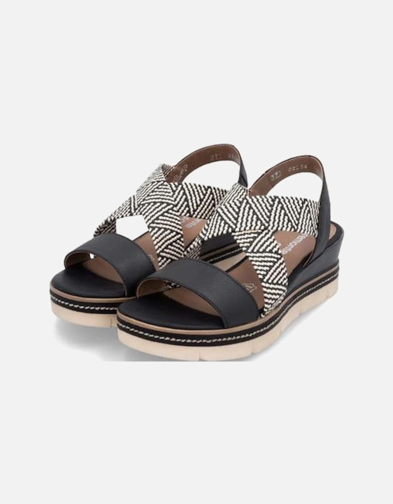 Remonte Ladies sandal D2L54-03 in Black combi