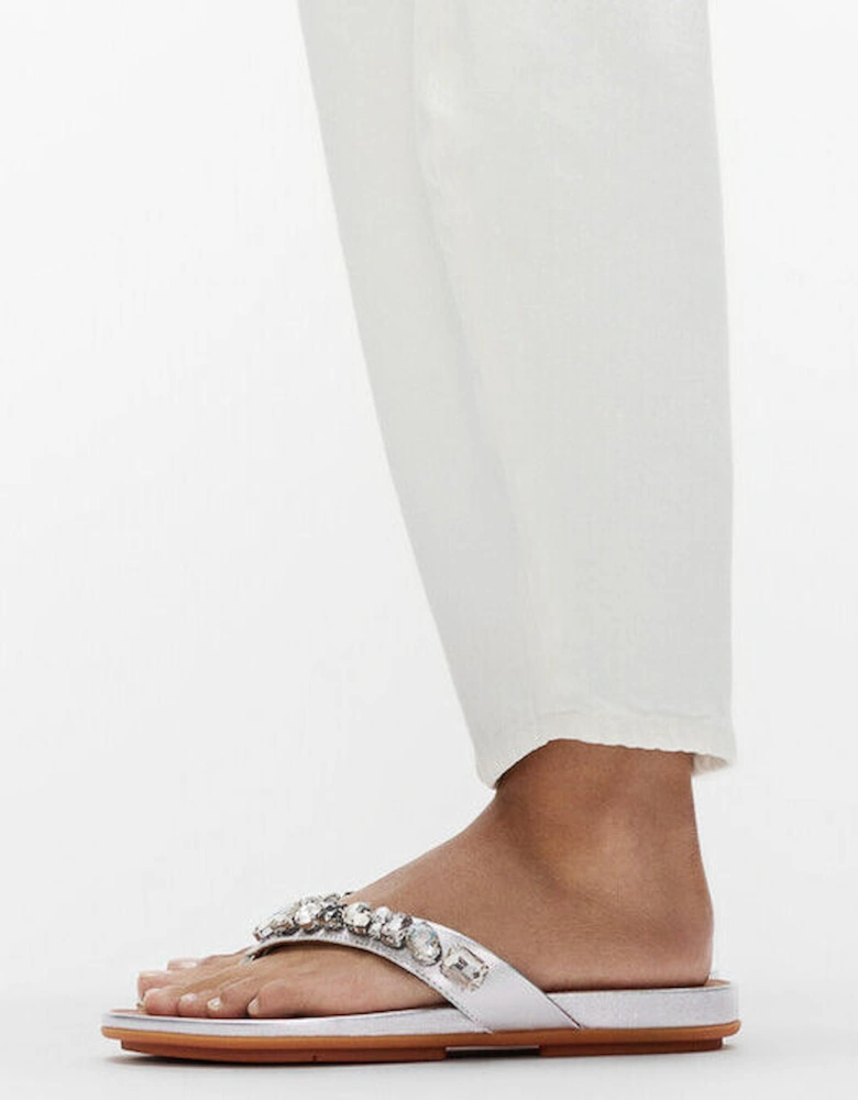 GRACIE JEWEL-DELUXE Womens Flip Flops Silver