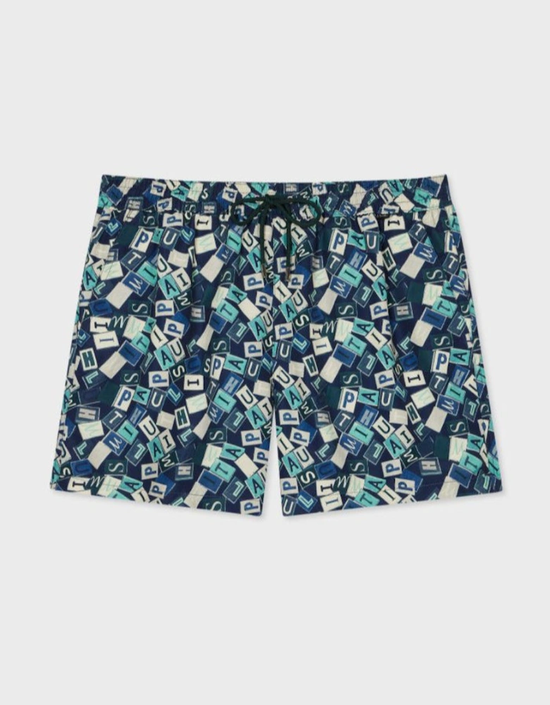 Logo Letters Swim Shorts, Green