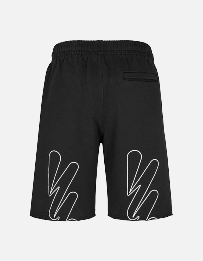 Diag Wave Outline Sweat Shorts in Black