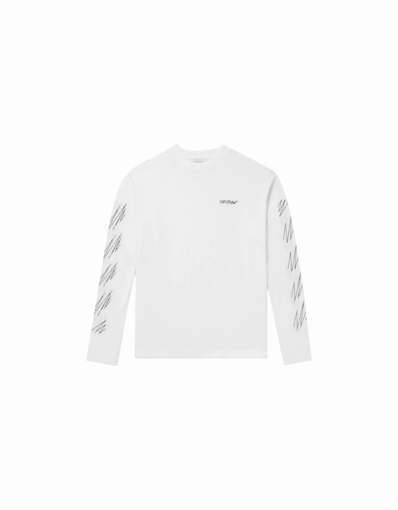 Stitch Diags Skate Sweatshirt in White