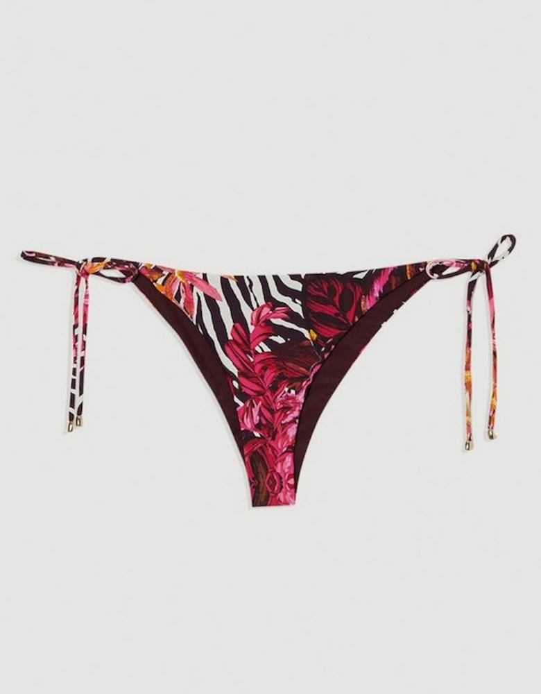 Print Detail Tie Side Bikini Bottoms