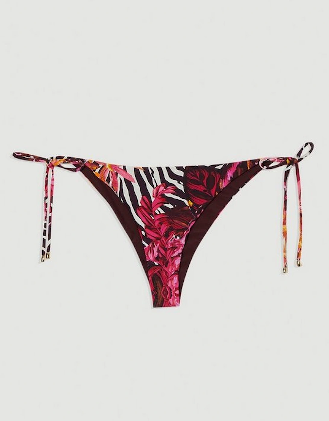 Print Detail Tie Side Bikini Bottoms