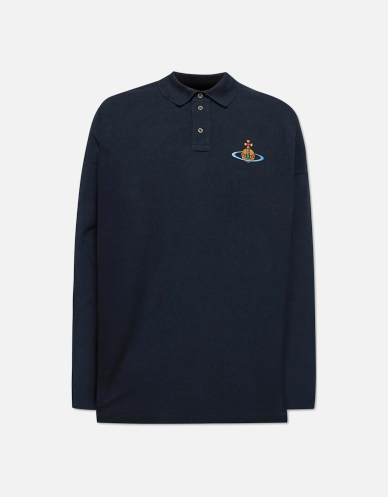 Men's Navy Oversized Piqué Polo Shirt