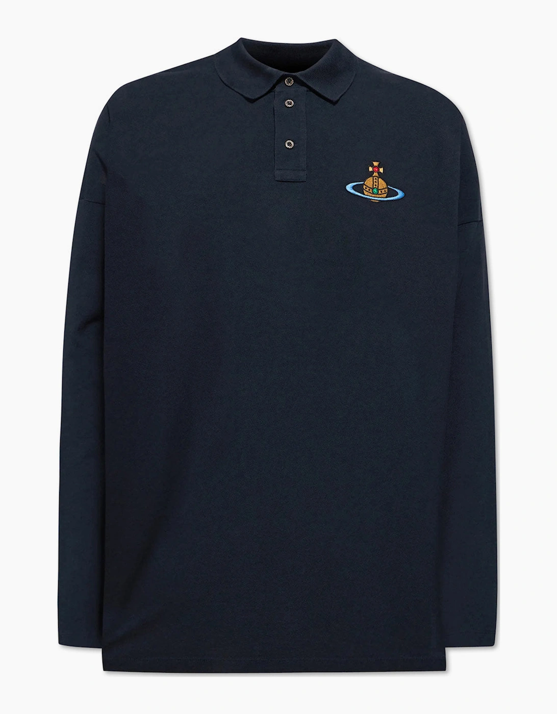 Vivienne Westwood Men's Men's Vivienne Westwood Long Sleeve Navy Oversized Piqué Polo Shirt