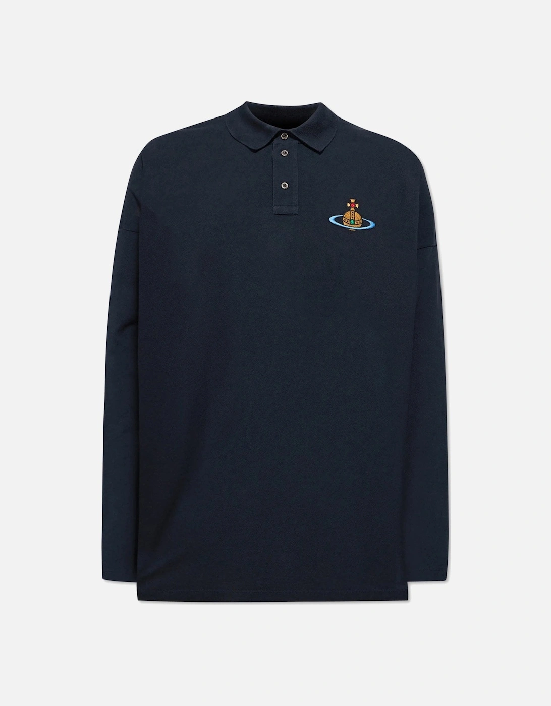 Men's Navy Oversized Piqué Polo Shirt, 5 of 4