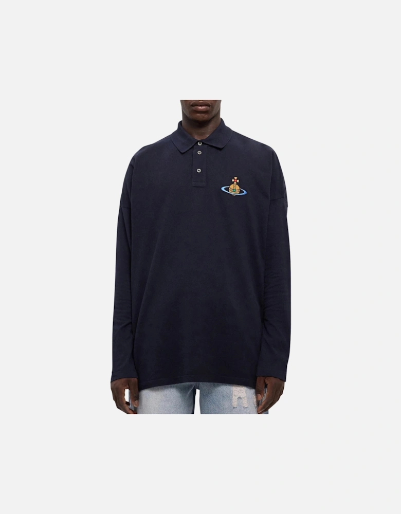 Men's Navy Oversized Piqué Polo Shirt