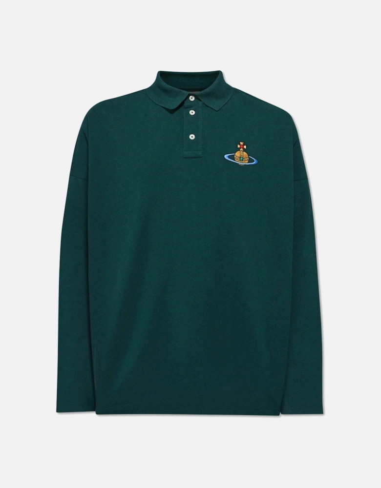 Men's Green Oversized Piqué Polo Shirt
