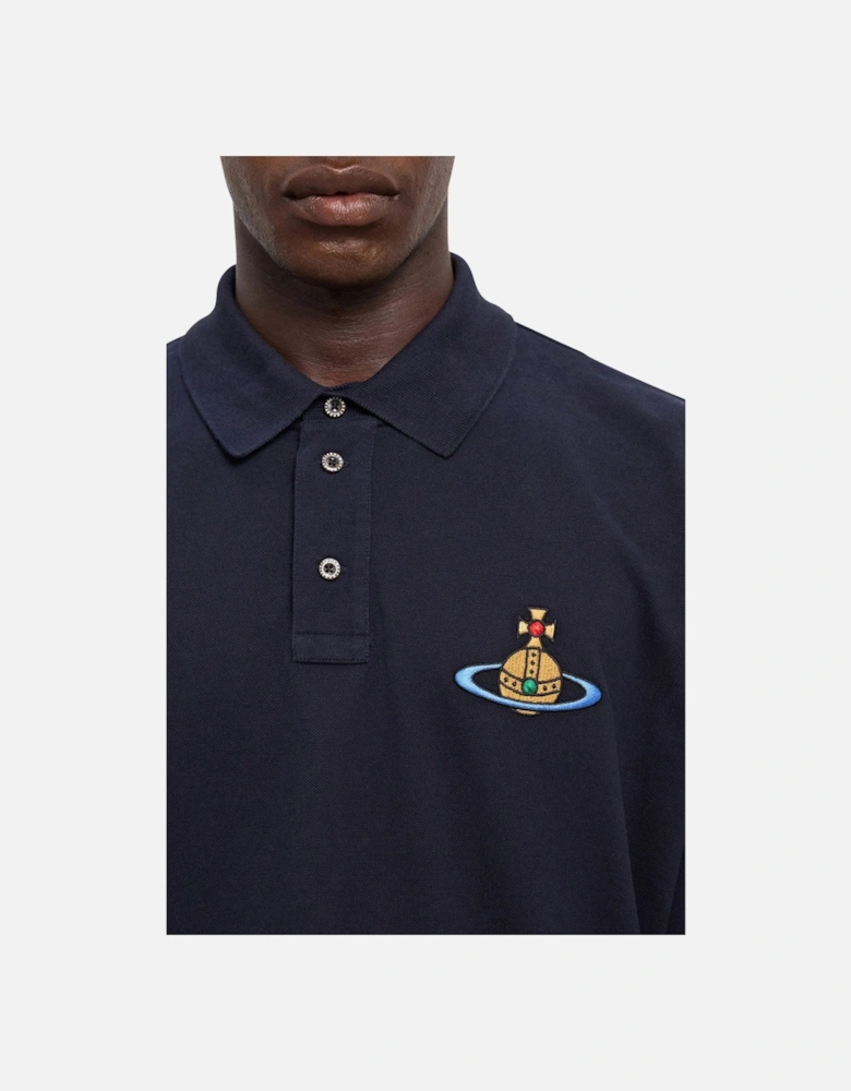 Men's Navy Oversized Piqué Polo Shirt