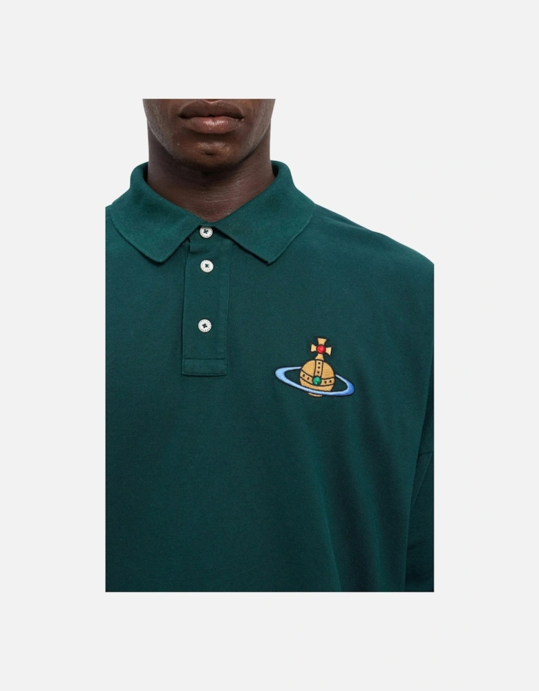 Men's Green Oversized Piqué Polo Shirt