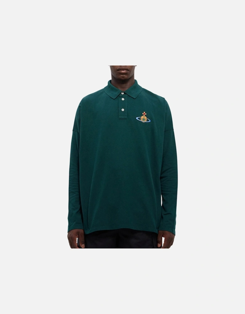 Men's Green Oversized Piqué Polo Shirt