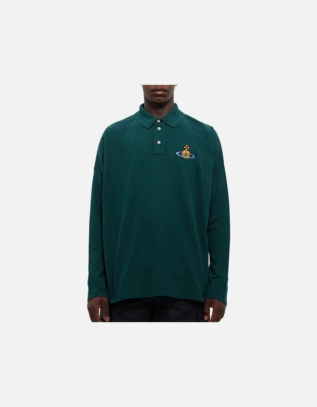 Men's Green Oversized Piqué Polo Shirt