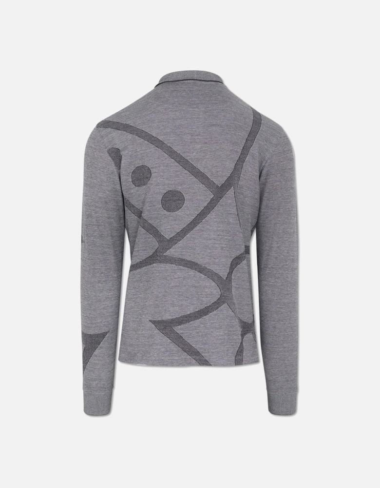 Men's Grey Long Sleeve Polo Shirt