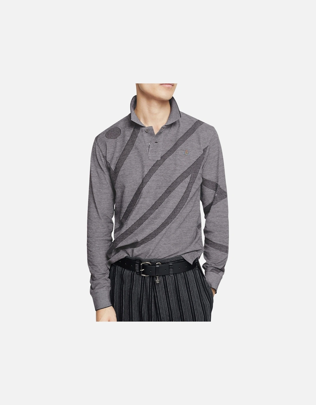 Men's Grey Long Sleeve Polo Shirt