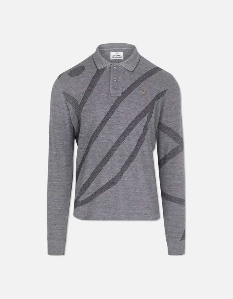 Men's Grey Long Sleeve Polo Shirt